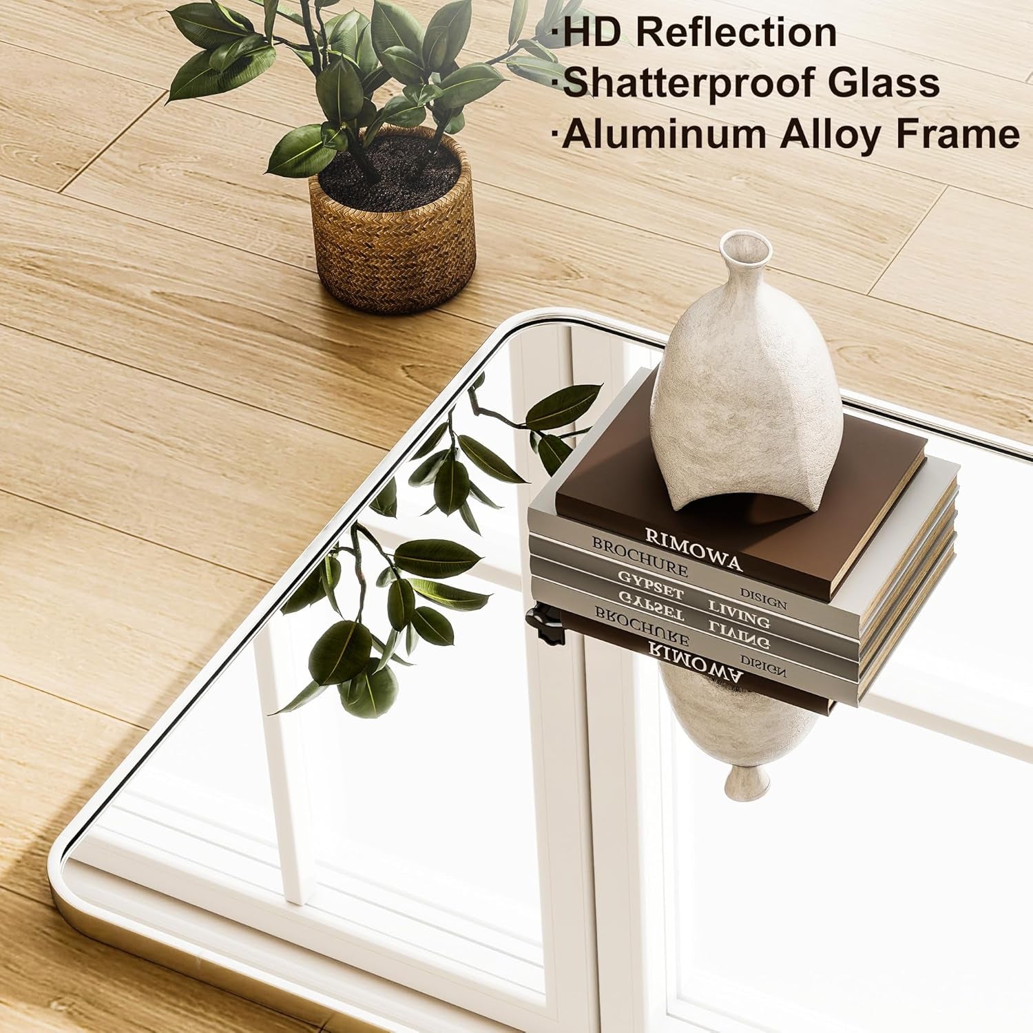 Silver Aluminum-Framed Full-Length Floor Mirror 56x21 Inches-2
