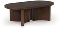 Korestone - Oval Cocktail Table - Dark Brown-0