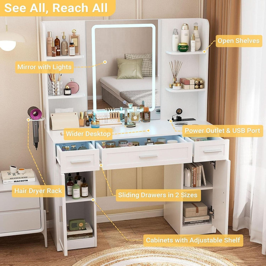 Vanity Desk 42 Inch ChromaticIllumination LED Mirror-3