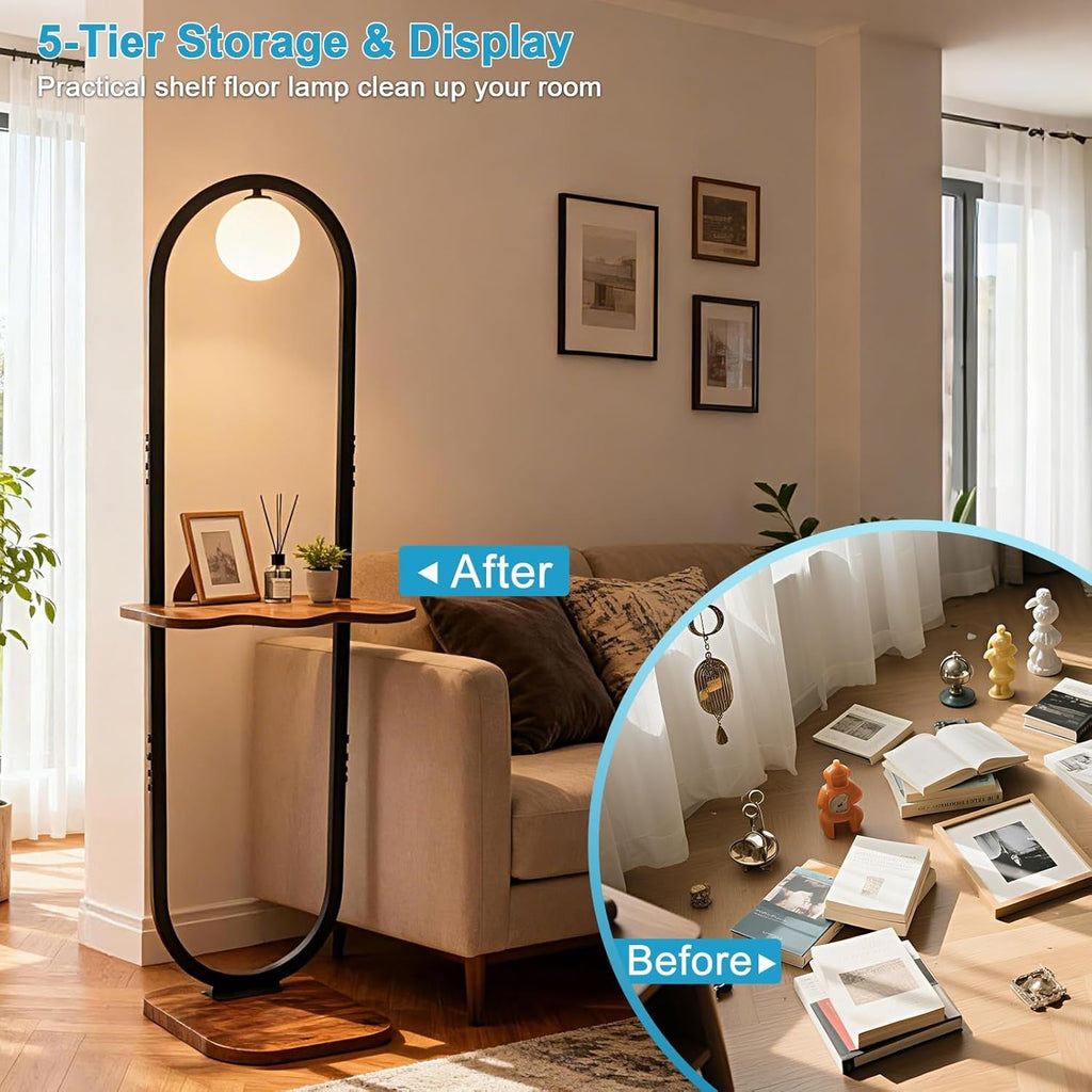 Black Forty SevenInch Floor Lamp Featuring Integrated Table