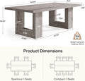 63 Inch Grey Farmhouse Dining Table Geometric Frame
