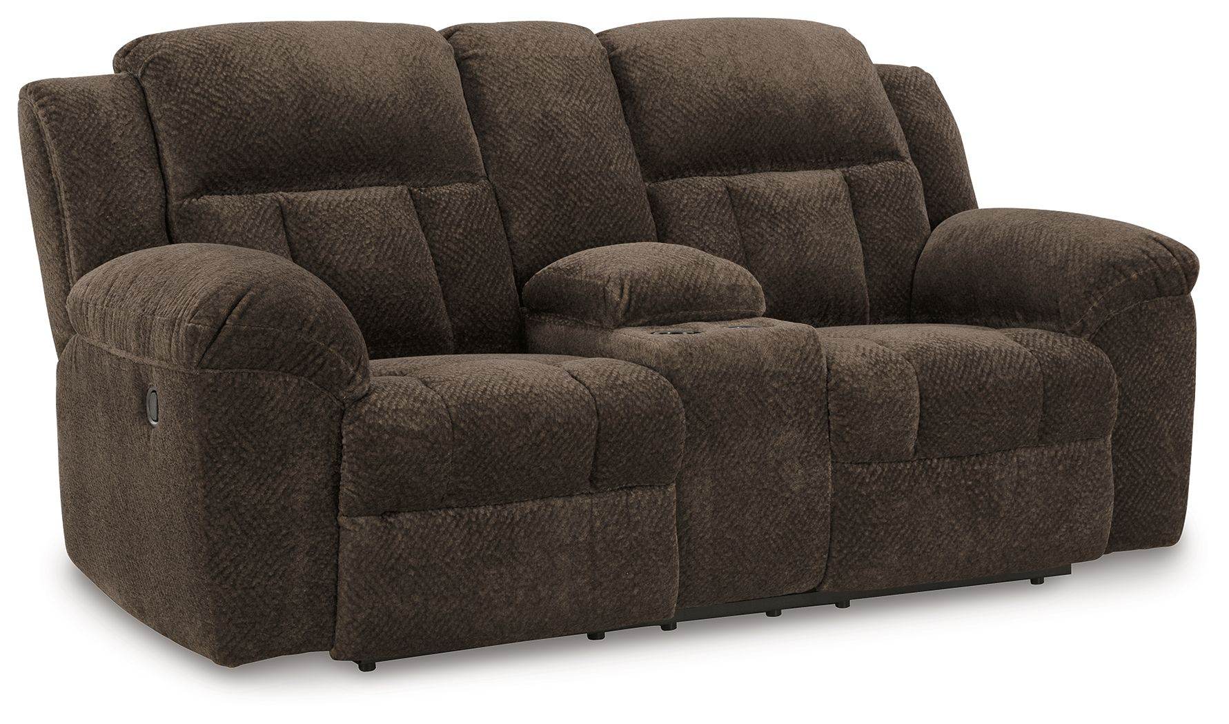 Frohn - Dbl Reclining Loveseat With Console - Fabric - Chocolate-0