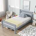Grey Twin Bed with Headboard and Footboard