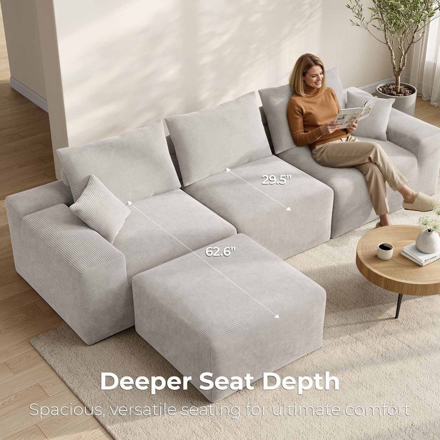120 Inches Greige Ultra Premium Oversized Sectional Sofa-4