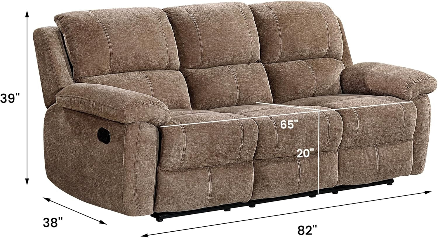 Khaki Ultrafabric Cloudlike Recliner Sofa With Console-1