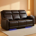 Brown Power Recliner Sofa Featuring Adjustable Headrest-0
