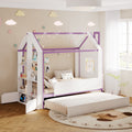Twin Size House Bed Frame with Pull-Out Trundle