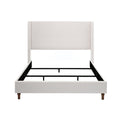 Hayden Upholstered Wingback Queen Bed with Tall 54' Headboard in Textured Ivory Canvas, Elegant Simplicity, Easy Assembly