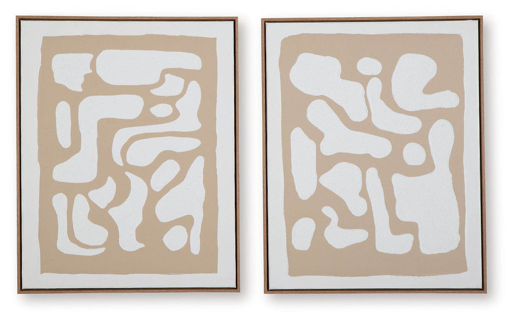 Waldett - Wall Art Set (Set of 2) - Beige / White-0