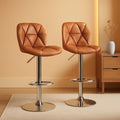 Retro Brown Leather Adjustable Barstools (Set of 2)