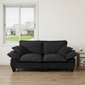 Chenille Sailboat Sofa, 2-Seater Modular Loveseat with Curved Armrests, Comfort-First Couch for Small Spaces & Apartments, Black