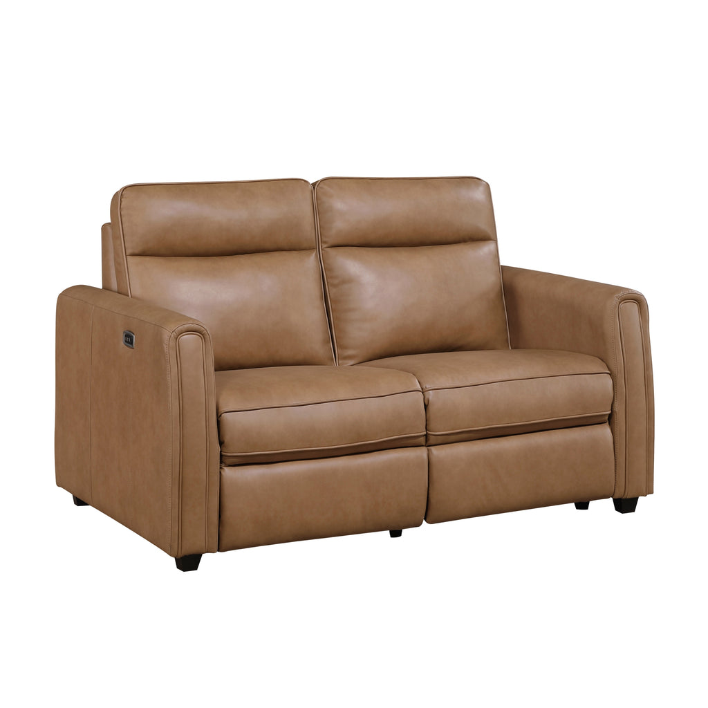 Brown Faux Leather USB Loveseat