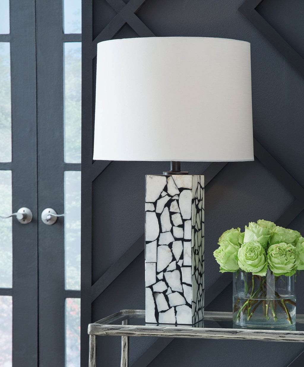 Macaria - Marble Table Lamp - White / Black-1