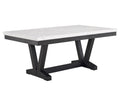 1pc Transitional Modern Formal Dining Table White Faux Marble Rectangular Table Top Trestle Base Black Finish Legs Wooden Dining Room Furniture