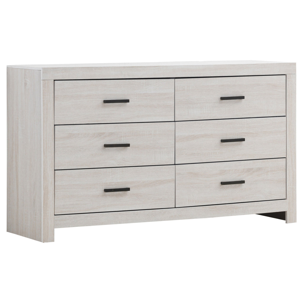 Sherwood Coastal White 6-Drawer Dresser with Modern Design, White Finish, Engineered Wood Construction, 58.5in W x 16.25in D x 33.25in H