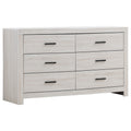 Sherwood Coastal White 6-Drawer Dresser with Modern Design, White Finish, Engineered Wood Construction, 58.5in W x 16.25in D x 33.25in H