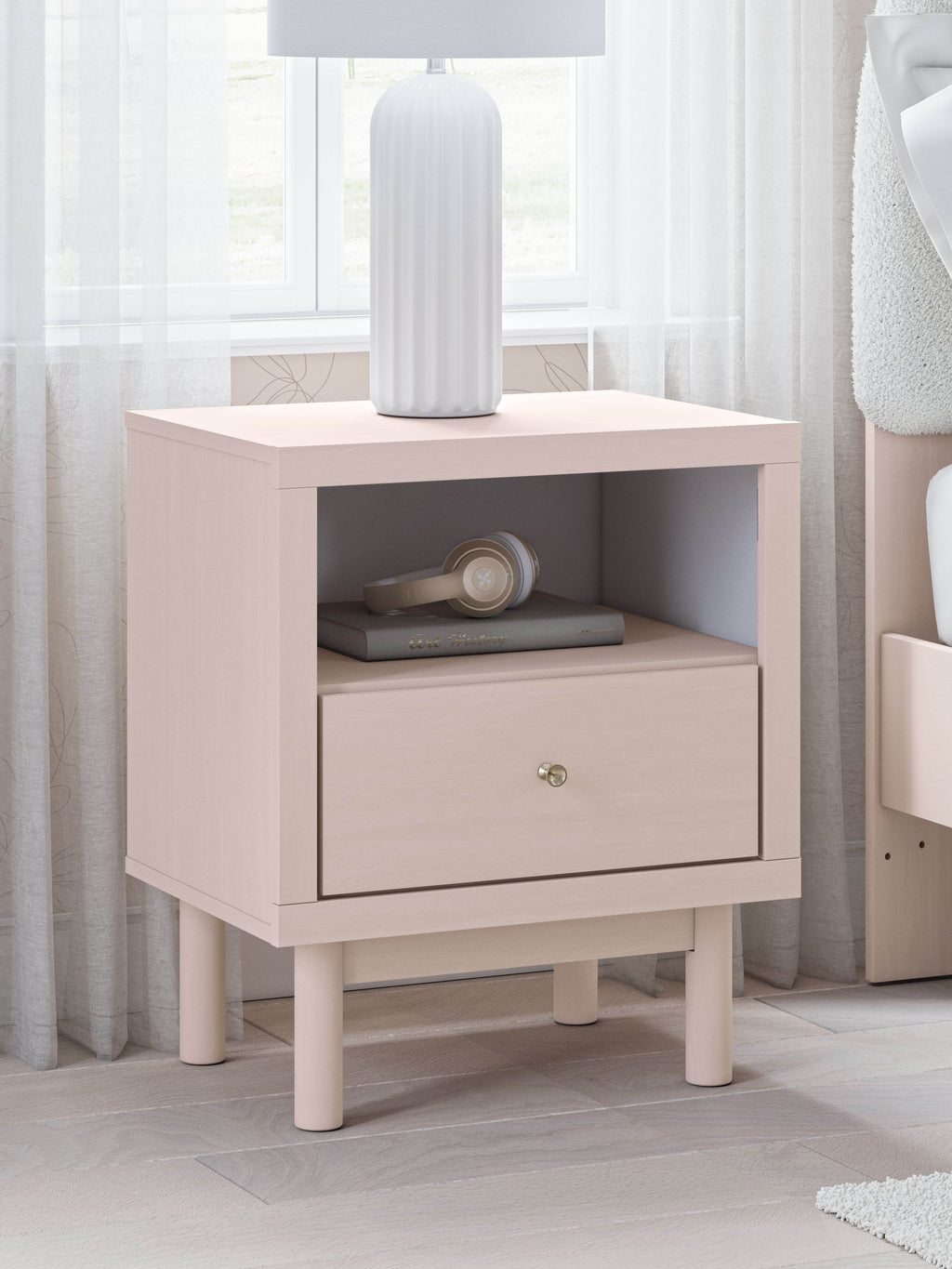 Wistenpine - One Drawer Night Stand - Blush-2