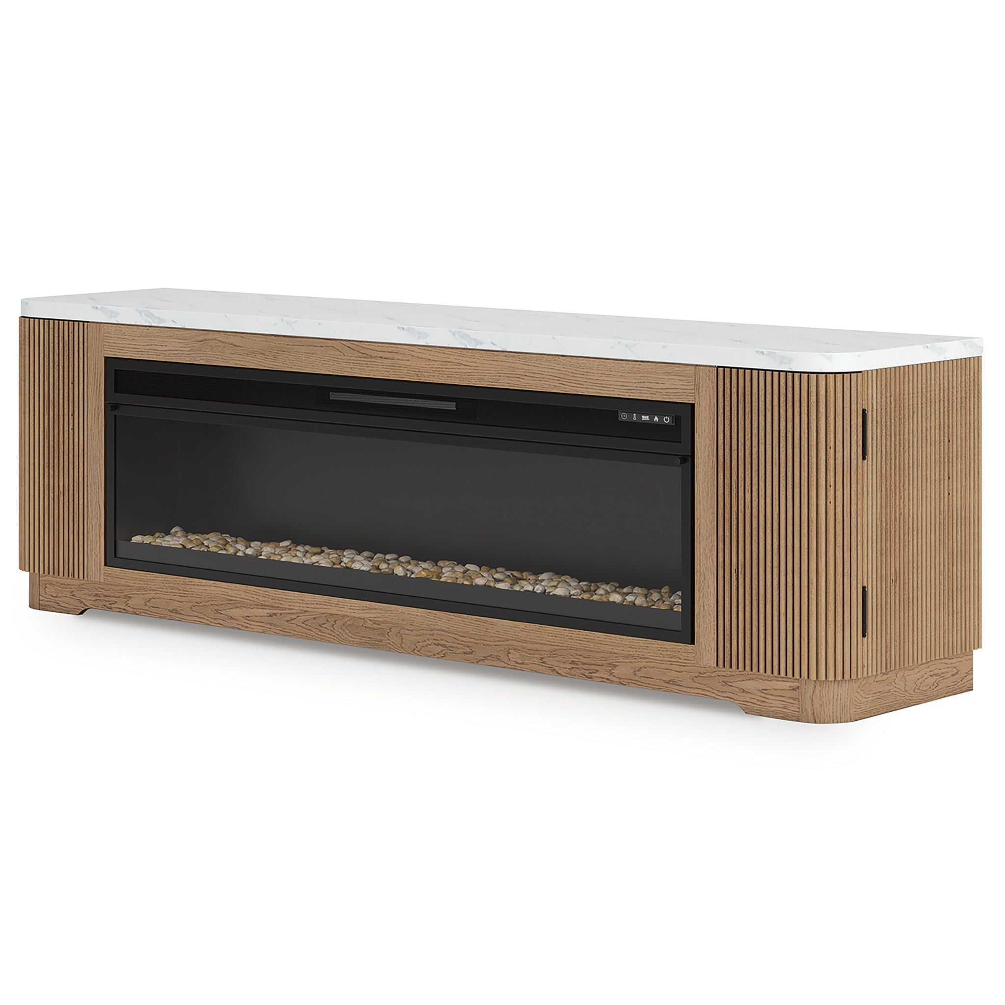 Camdill - 80" TV Stand With Electric Fireplace - Light Brown-1
