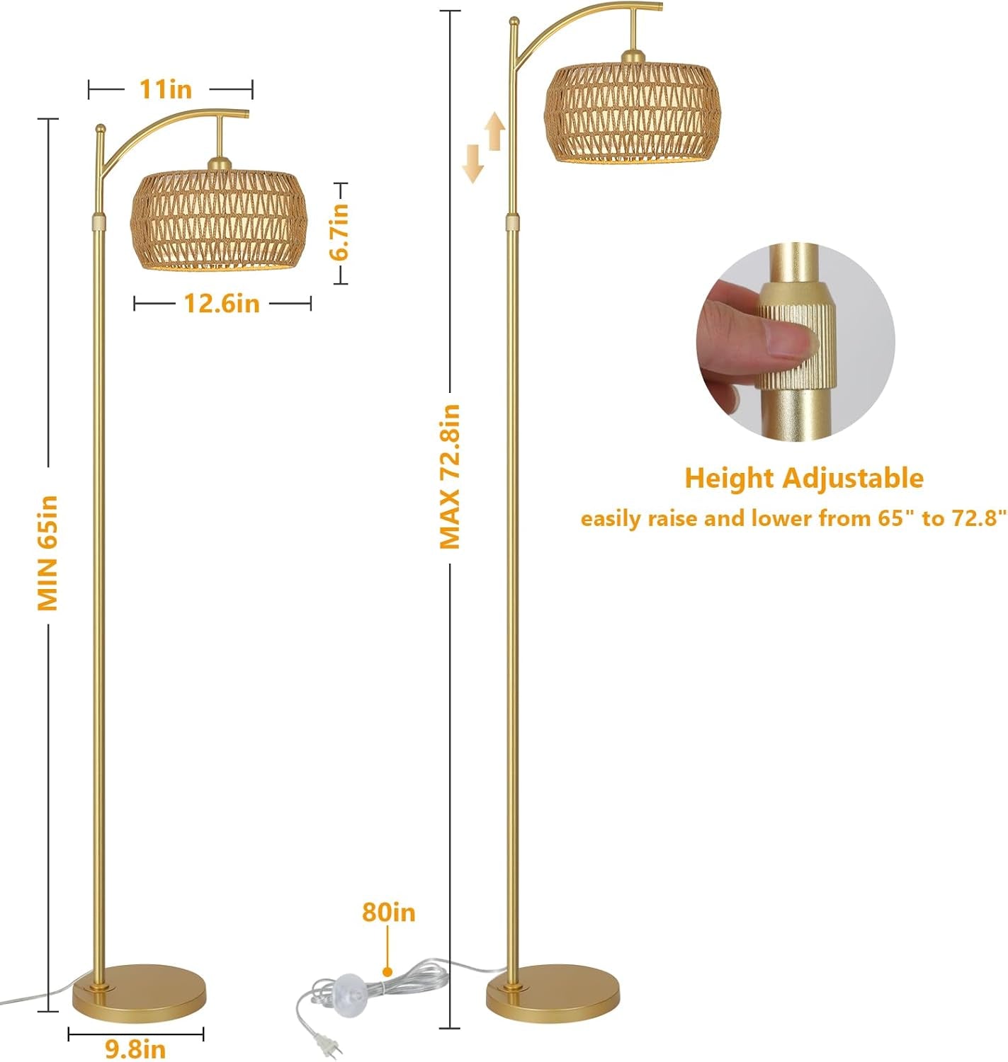 Arc Floor Lamp Timeless Brass Finish Remote Dimmable-4