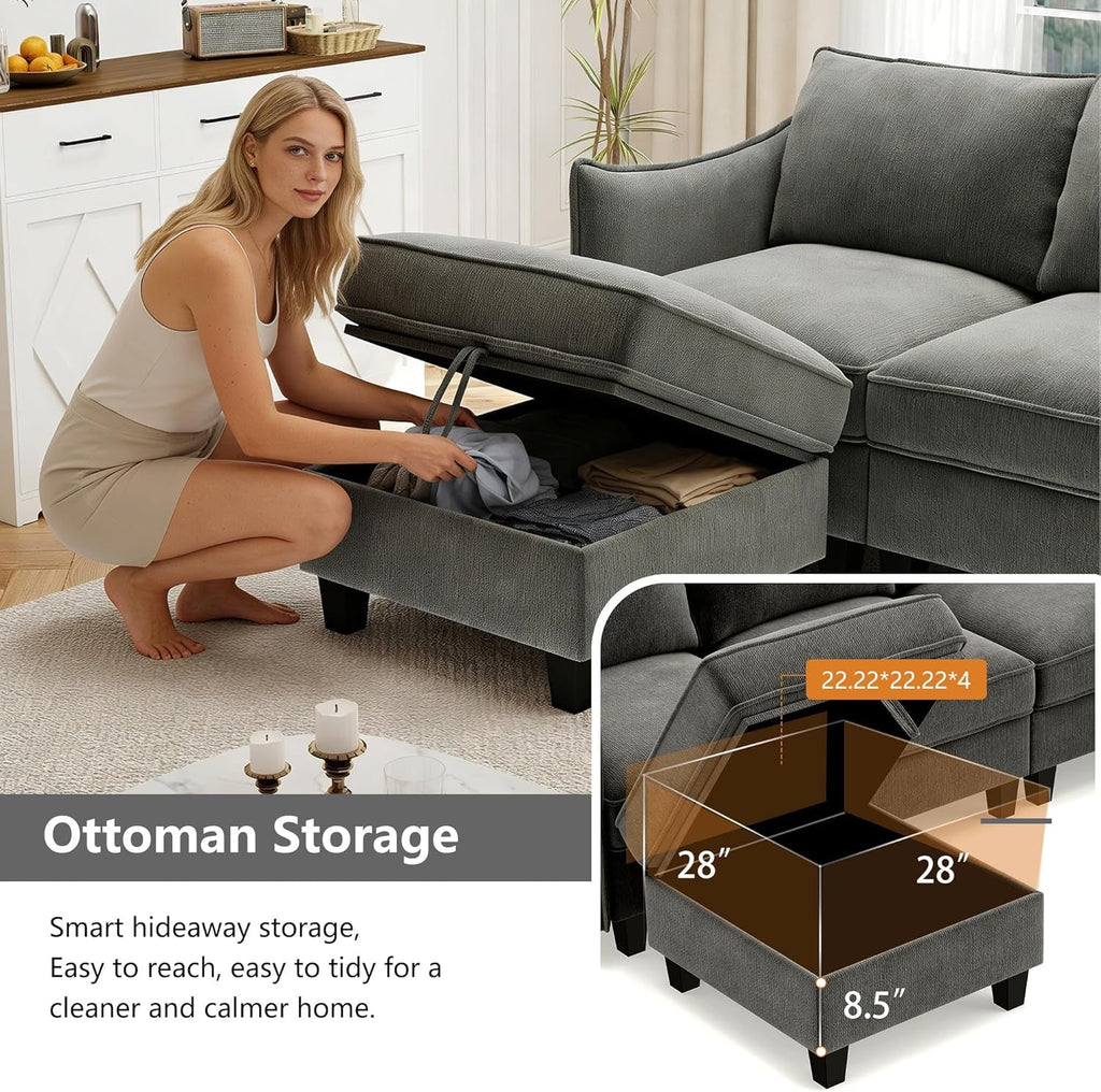 Charcoal Grey Luxurious Modular U Shaped Sectional-2