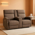 Mocha Power Recliner Loveseat With Massaging For Living Room Comfort-0