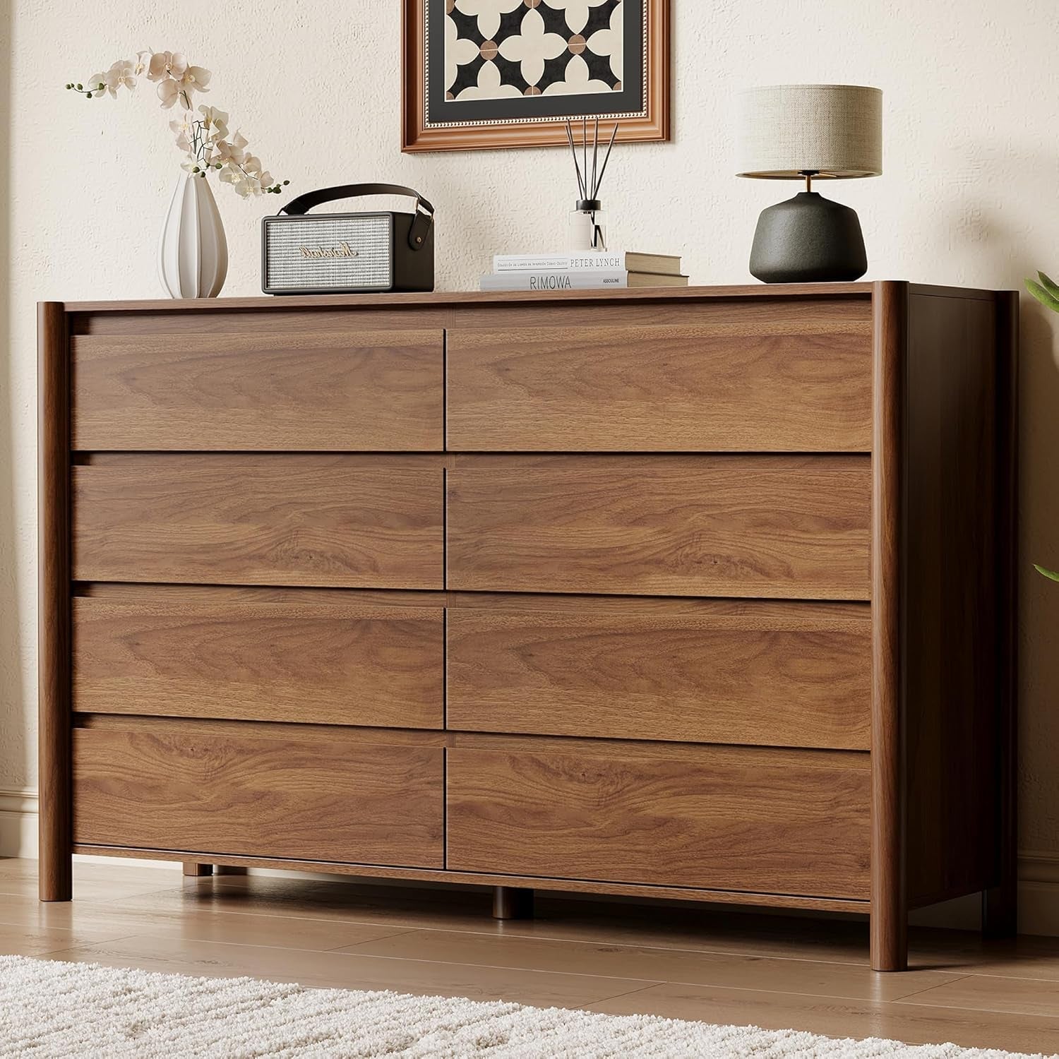 Walnut Mid century Dresser With Generous Deep Drawers