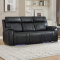 Black Leather Ambient Lighting Power Recliner Sofa-0