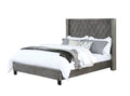 Transitional Gray 1pc Est King Size Bed Upholstered Frame Fabric Tufted HB Bedroom Wingback Design
