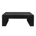 Modern Solid Black Waterfall Engineered Wood Coffee Table - Minimalist Rectangular Center Table for Living Room, Industrial Style