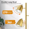 Industrial Brushed Gold Tree Floor Lamp Adjustable