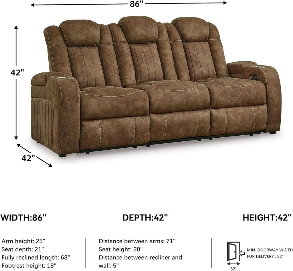 Light Brown Premium Faux Leather Power Recliner Sofa-2