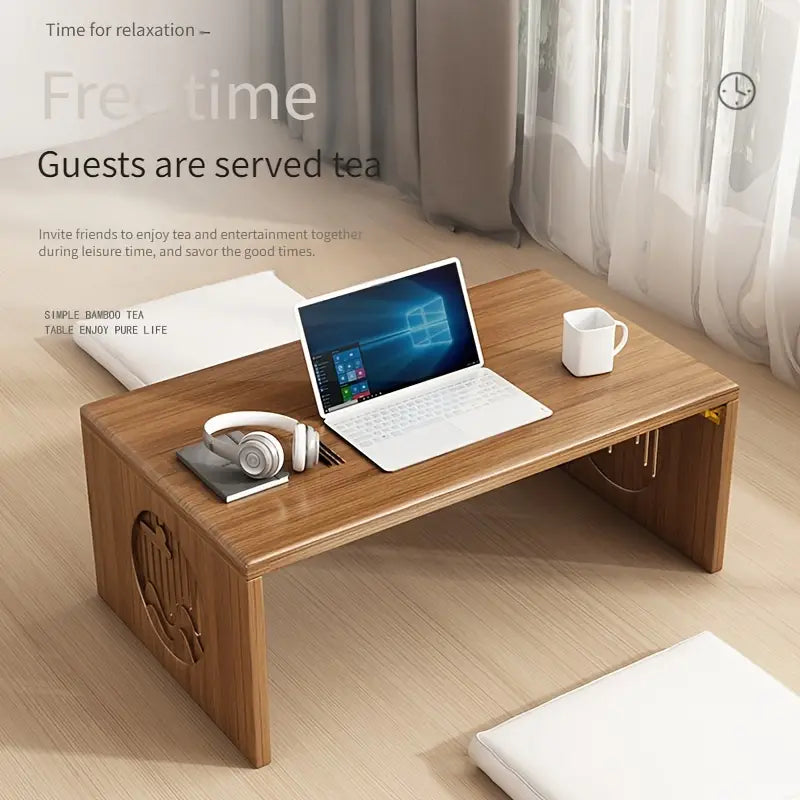 Folding Bamboo Coffee Table - Tatami-Style