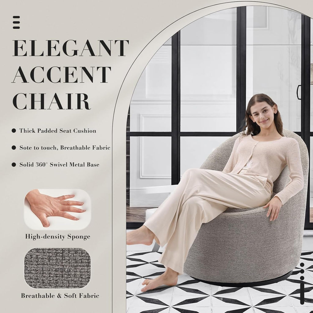 Swivel Accent Chairs Three Sixty Rotation Light Grey