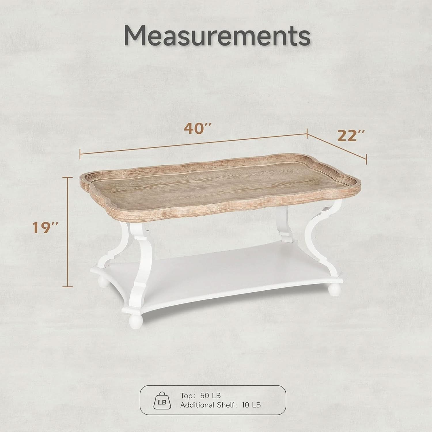 Handcrafted Farmhouse Natural Tray Top Coffee Table