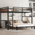 Queen over Queen Metal Bunk Bed/Metal Loft Bed,Separable Bunk Beds,with raised security fence,Walnut Color
