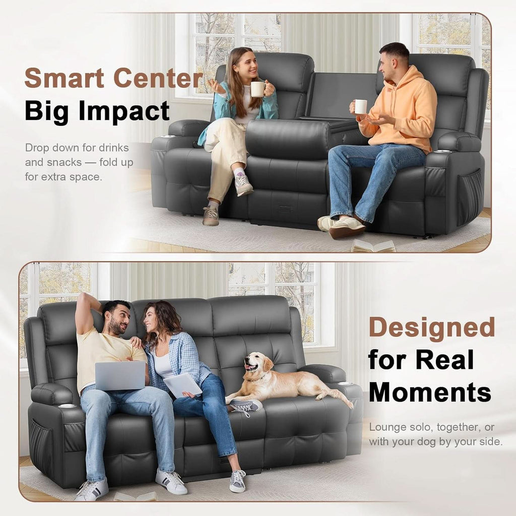 Recliner Sofa With Extra Oversized Storage Cupholders-2