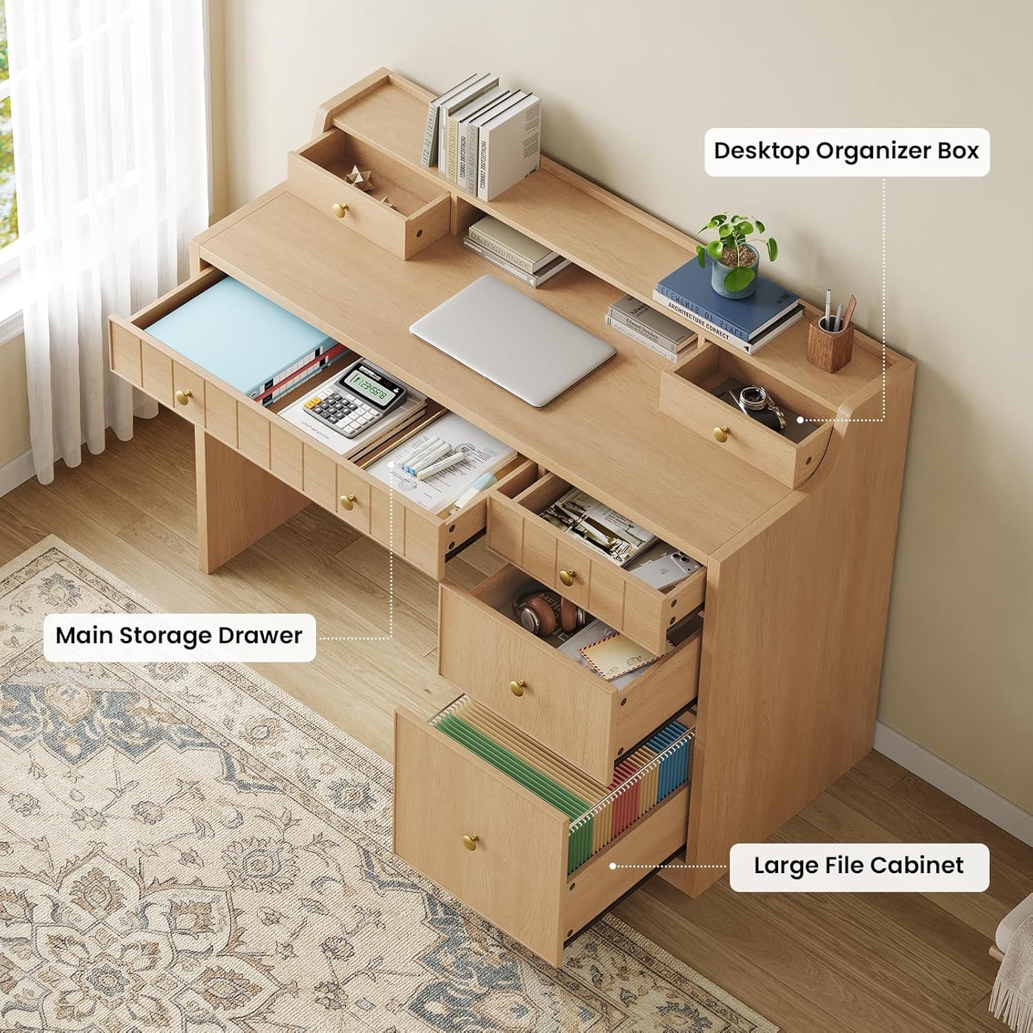 Executive Workstation Desk With Drawers 47Inch Wide