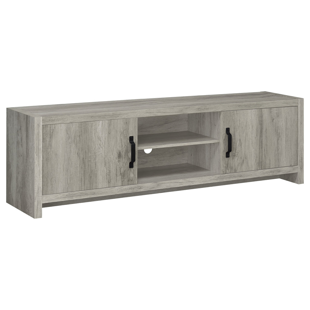 Conifer Grey Driftwood 71-inch TV Stand with Adjustable Shelves and Hidden Storage in Engineered Wood