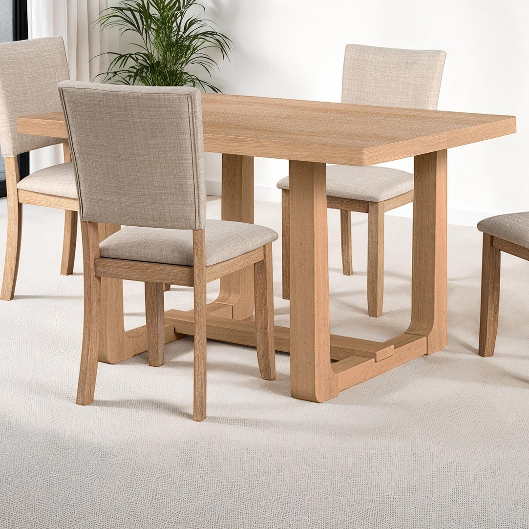 Transitional Style Dining Table 1pc Dining Room Furniture Natural Finish Rectangle Shaped Trestle Base Table