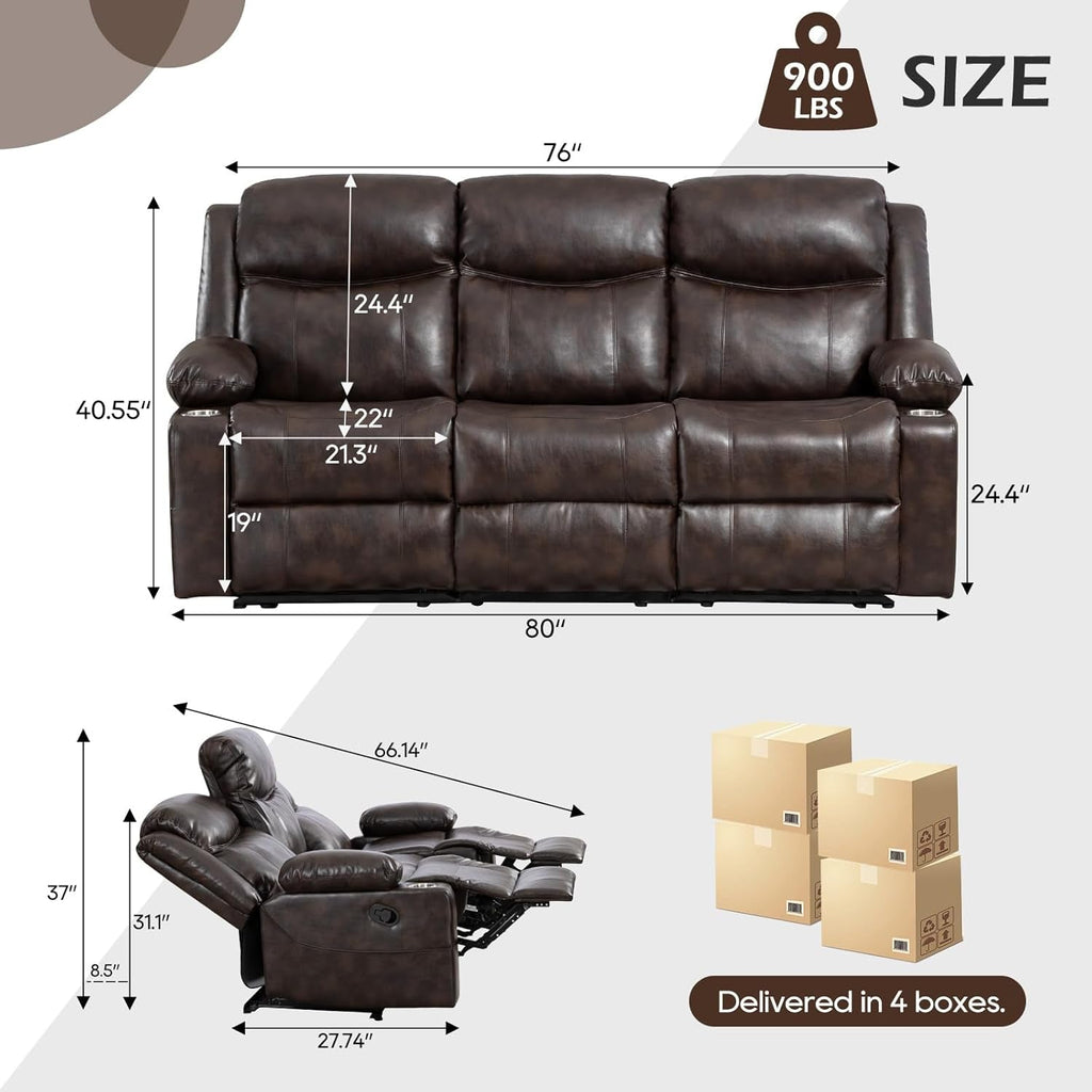Chestnut Premium Recliner Sofa With Massage Deluxe-1