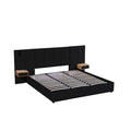 Modern King Size Velvet Upholstered Hydraulic Platform Bed with Storage Shelves, Reading Lamps, USB Port, Black Velvet and Solid Wood Frame