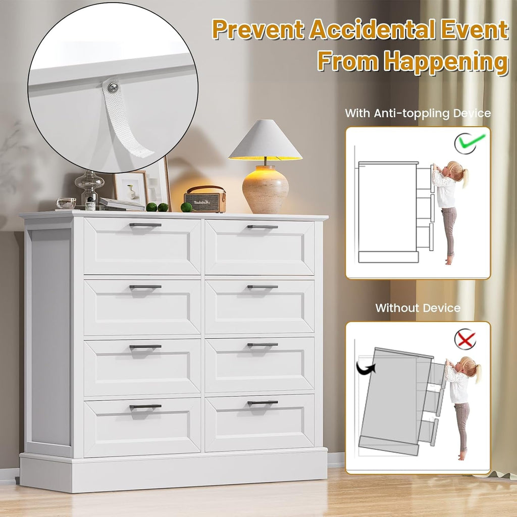Contemporary Farmhouse White Dresser With Six Drawers