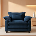 Oversized Chenille Accent Chair Blue DeepSeat Cushioned