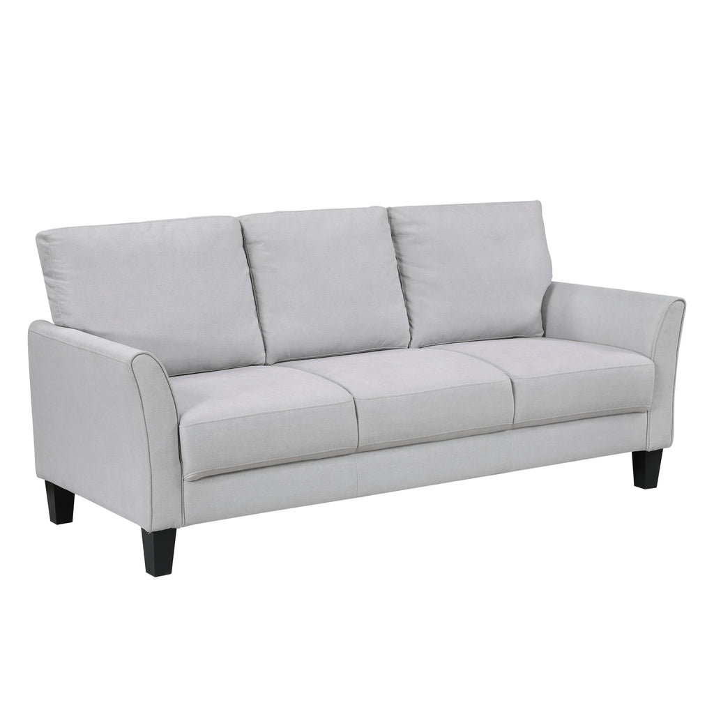 Modern Contemporary Upholstered Sofa Gray Plush Seat Comfort Durable Solid Wood Living Room Furniture 3-Seater Couch 1pc
