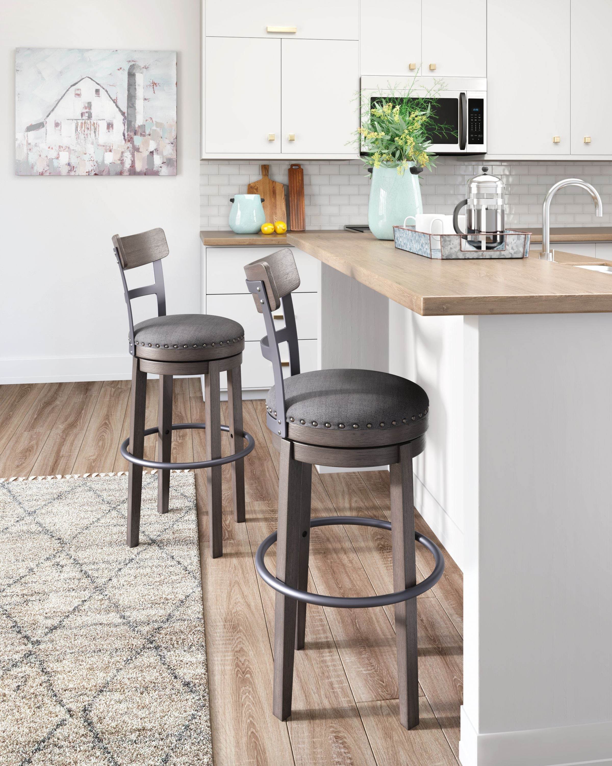 Caitbrook - Tall UPH Swivel Barstool - Gray-1
