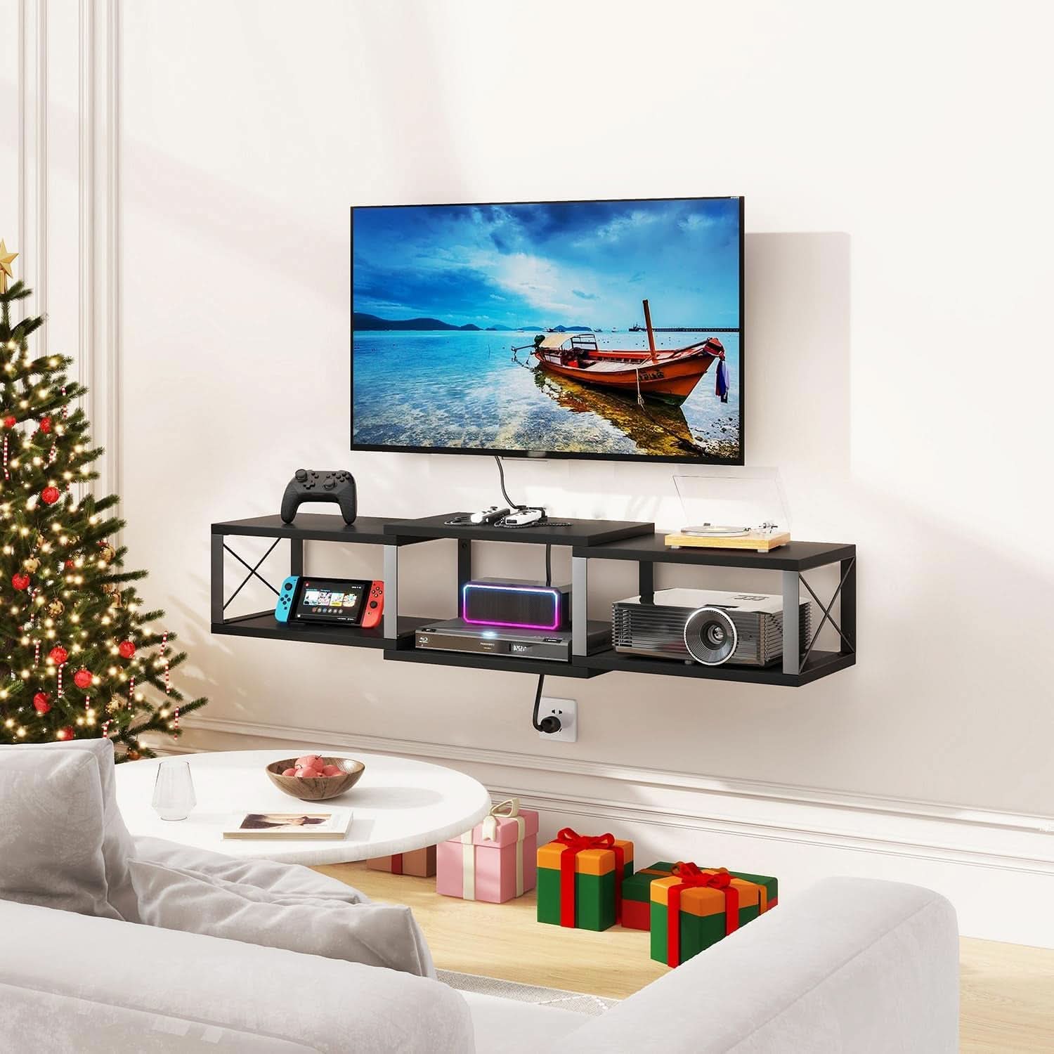 MatteBlack Wall Mounted Floating TV Console