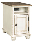 Realyn - Chair Side End Table - AC / USB - White / Brown-0