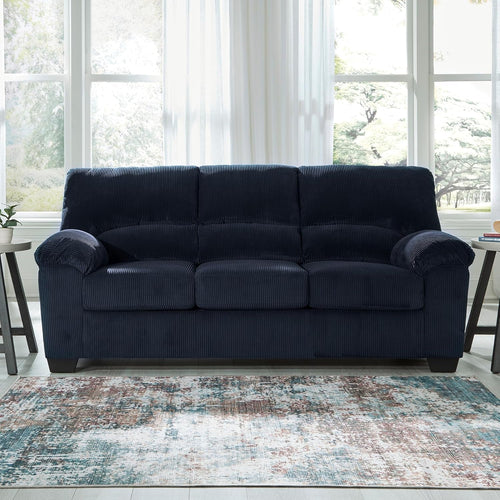 Blue Corduroy Contemporary Sofa For Comfortable Living-1