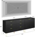 78 Inch TV Entertainment Stand Black With Fluted Shelves