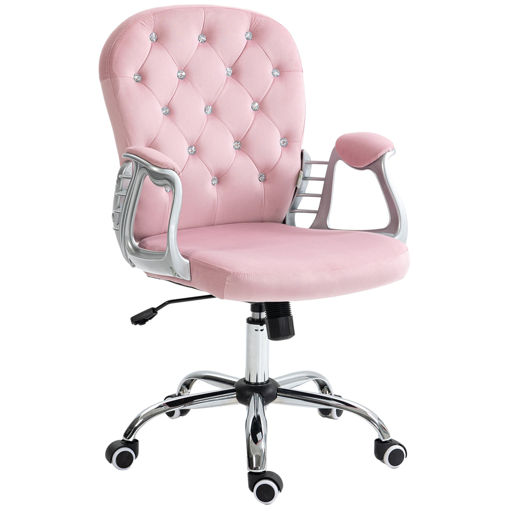 Pink Vinsetto Velvet Home Office Chair